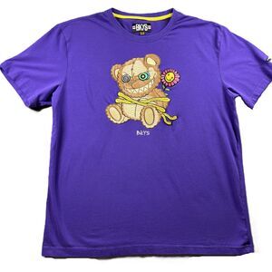 BKYS Stay Trapped Graphic T-Shirt Embroidered Evil Bear Flower Purple 2XL E166
